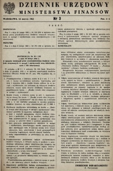 Dziennik Urzędowy Ministerstwa Finansów. 1962, nr 3