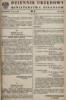 Dziennik Urzędowy Ministerstwa Finansów. 1962, nr 6