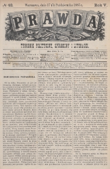 Prawda : tygodnik polityczny, społeczny i literacki. 1885, nr 42