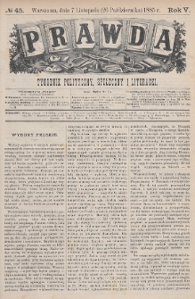 Prawda : tygodnik polityczny, społeczny i literacki. 1885, nr 45