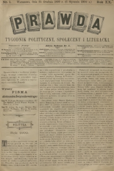 Prawda : tygodnik polityczny, społeczny i literacki. R.20, 1900, nr 1