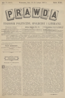 Prawda : tygodnik polityczny, społeczny i literacki. R.21, 1901, nr 7