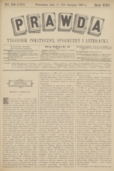 Prawda : tygodnik polityczny, społeczny i literacki. R.21, 1901, nr 34