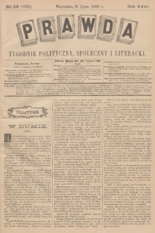 Prawda : tygodnik polityczny, społeczny i literacki. R.26, 1906, nr 29