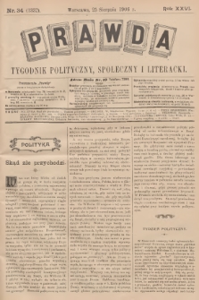 Prawda : tygodnik polityczny, społeczny i literacki. R.26, 1906, nr 34