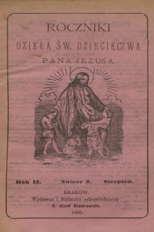Roczniki Dzieła Św. Dziecięctwa Pana Jezusa. R.2, nr 3 (1885)