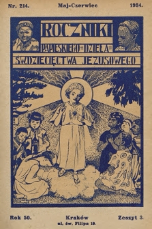 Roczniki Papieskiego Dzieła Św. Dziecięctwa Jezusowego. R.50, nr 3 (1934)