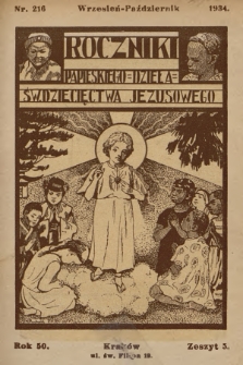 Roczniki Papieskiego Dzieła Św. Dziecięctwa Jezusowego. R.50, nr 5 (1934)