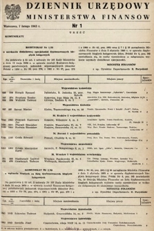 Dziennik Urzędowy Ministerstwa Finansów. 1963, nr 1