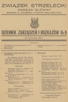 Dziennik Zarządzeń i Rozkazów. 1934, № 8