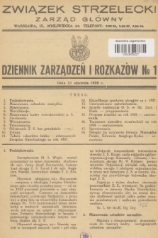 Dziennik Zarządzeń i Rozkazów. 1938, № 1
