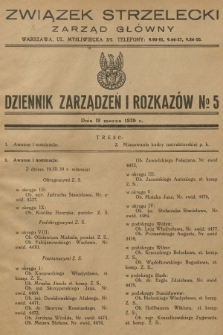 Dziennik Zarządzeń i Rozkazów. 1939, № 5
