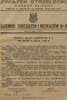 Dziennik Zarządzeń i Rozkazów. 1939, № 8