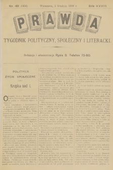 Prawda : tygodnik polityczny, społeczny i literacki. R.28, 1908, nr 49