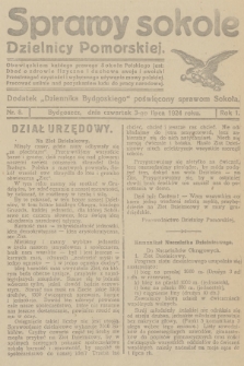 Sprawy Sokole Dzielnicy Pomorskiej : dodatek „Dziennika Bydgoskiego” poświęcony sprawom Sokoła. R.1, 1924, nr 8