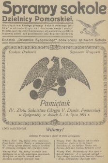 Sprawy Sokole Dzielnicy Pomorskiej : dodatek „Dziennika Bydgoskiego” poświęcony sprawom Sokoła. R.1, 1924, nr  (Pamiętnik)