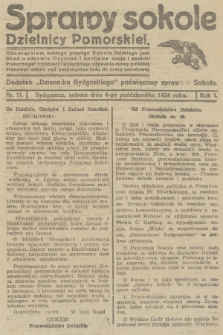 Sprawy Sokole Dzielnicy Pomorskiej : dodatek „Dziennika Bydgoskiego” poświęcony sprawom Sokoła. R.1, 1924, nr 11