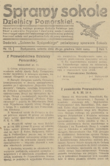 Sprawy Sokole Dzielnicy Pomorskiej : dodatek „Dziennika Bydgoskiego” poświęcony sprawom Sokoła. R.1, 1924, nr 13