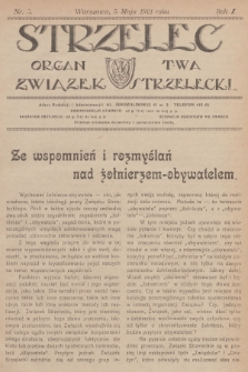 Strzelec : organ T-wa Związek Strzelecki. R.1, 1921, nr 5