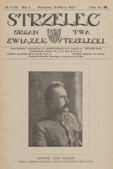Strzelec : organ T-wa Związek Strzelecki. R.2, 1922, № 4