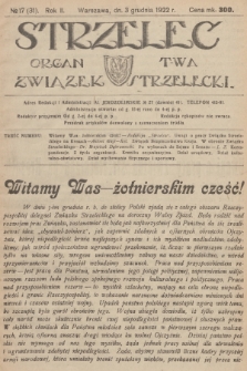 Strzelec : organ T-wa Związek Strzelecki. R.2, 1922, № 17