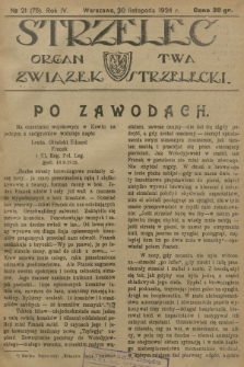 Strzelec : organ T-wa Związek Strzelecki. R.4, 1924, № 21