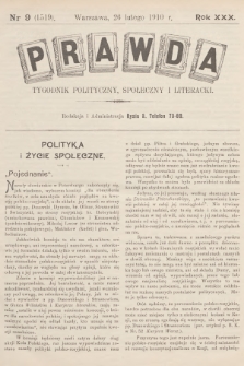 Prawda : tygodnik polityczny, społeczny i literacki. R.30, 1910, nr 9