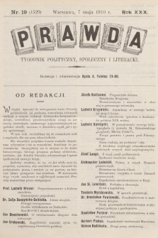 Prawda : tygodnik polityczny, społeczny i literacki. R.30, 1910, nr 19