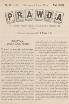 Prawda : tygodnik polityczny, społeczny i literacki. R.30, 1910, nr 28