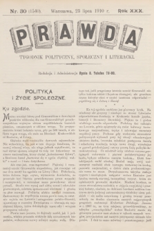 Prawda : tygodnik polityczny, społeczny i literacki. R.30, 1910, nr 30