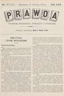 Prawda : tygodnik polityczny, społeczny i literacki. R.30, 1910, nr 37