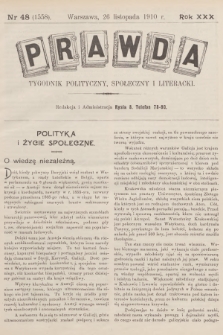 Prawda : tygodnik polityczny, społeczny i literacki. R.30, 1910, nr 48