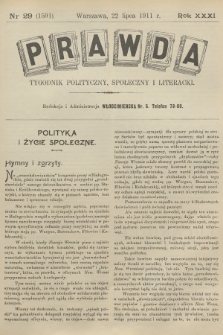 Prawda : tygodnik polityczny, społeczny i literacki. R.31, 1911, nr 29