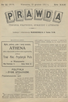 Prawda : tygodnik polityczny, społeczny i literacki. R.31, 1911, nr 51