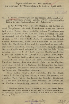 O śródnaczyniowych komórkach we włoskowatych, krwionośnych naczyniach zrazików wątroby = (Ueber intravasculäre Zellen in den Blutcapillaren der Leberacini)