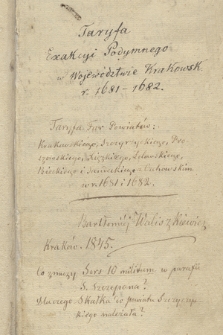 „Taryfa exakcyi podymnego w województwie krakowskim r. 1681-1682”