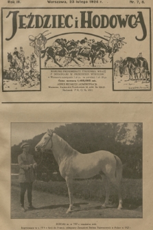 Jeździec i Hodowca : tygodnik sportowo-hodowlany. R.3, 1924, nr 7-8