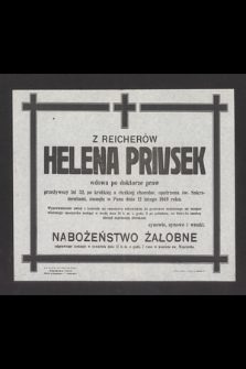 Z Reicherów Helena Privsek wdowa po doktorze [...] zasnęła w Panu dnia 12 lutego 1949 roku [...]