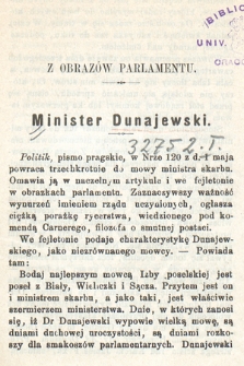 Z obrazów parlamentu : Minister Dunajewski