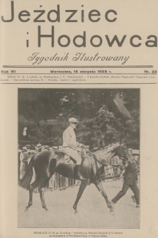 Jeździec i Hodowca : tygodnik ilustrowany. R.7, 1928, nr 33
