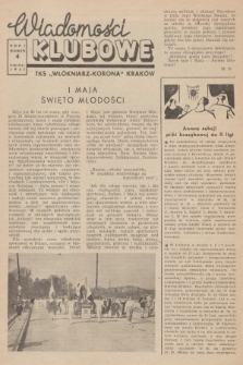 Wiadomości Klubowe TKS „Włókniarz-Korona” Kraków. R.1, 1957, nr 4