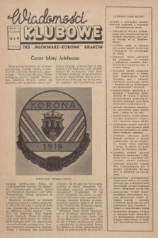 Wiadomości Klubowe TKS „Włókniarz-Korona” Kraków. R.2, 1958, nr 8-9