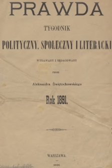 Prawda : tygodnik polityczny, społeczny i literacki. R.11, 1891, Spis rzeczy