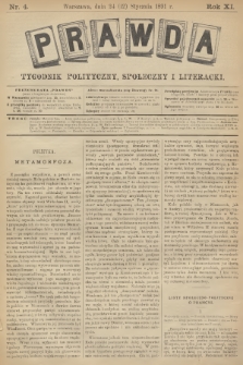 Prawda : tygodnik polityczny, społeczny i literacki. R.11, 1891, nr 4