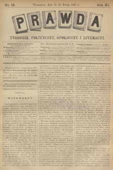 Prawda : tygodnik polityczny, społeczny i literacki. R.11, 1891, nr 12
