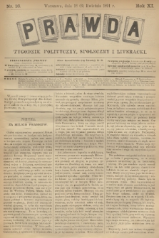 Prawda : tygodnik polityczny, społeczny i literacki. R.11, 1891, nr 16