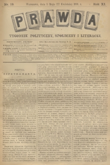 Prawda : tygodnik polityczny, społeczny i literacki. R.11, 1891, nr 19