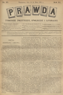 Prawda : tygodnik polityczny, społeczny i literacki. R.11, 1891, nr 20