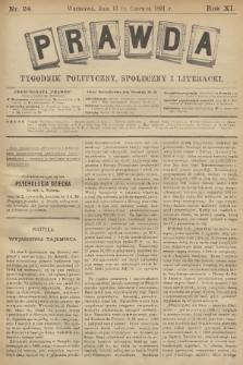 Prawda : tygodnik polityczny, społeczny i literacki. R.11, 1891, nr 24