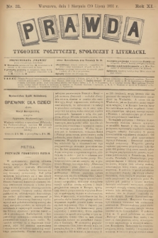 Prawda : tygodnik polityczny, społeczny i literacki. R.11, 1891, nr 31